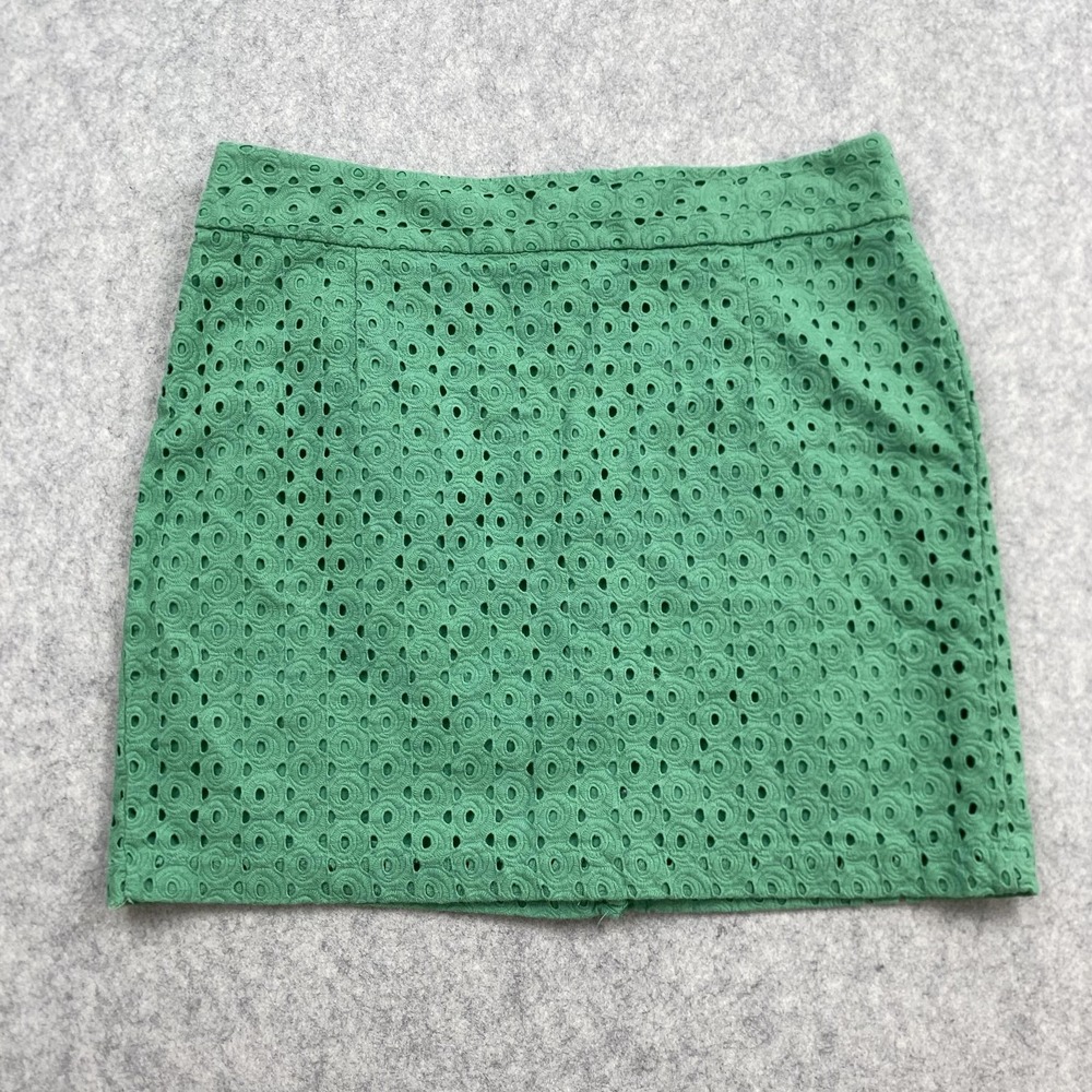 Banana Republic Skirt Womens 12 32" Green Eyelet Lace Pencil Mini Lined Zip